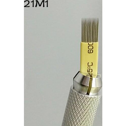 100PCS Microblading Shading Blades Tattoo Needles 21 Pins DOUBLE ROW 21M1 Fog Brow Needle with Lot No. Expiry Date