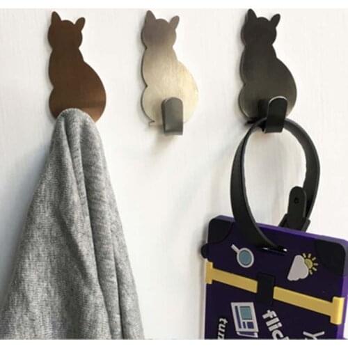 2pcs/set Kitchen Wall Door Metal Hook Key Hanger Cat Tail Shaped Decorative Holder Clothes Storage Rack Tool