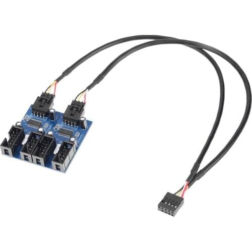 4pcs9pin USB Header Male 1 to 4 Female Extension Cable Card Desktop 9-Pin USB HUB USB 2.0 9 pin Connector Adapter Port Multilier