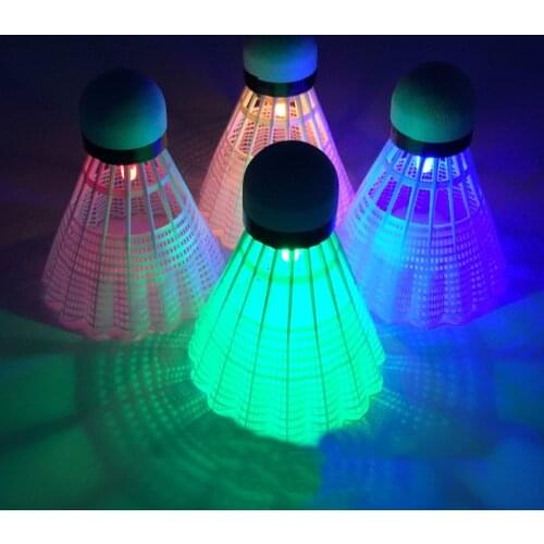 New Practical 4Pcs Colorful LED Badminton Shuttlecock Ball Feather Glow In Night Outdoor Entertainment Sport Accessories #20
