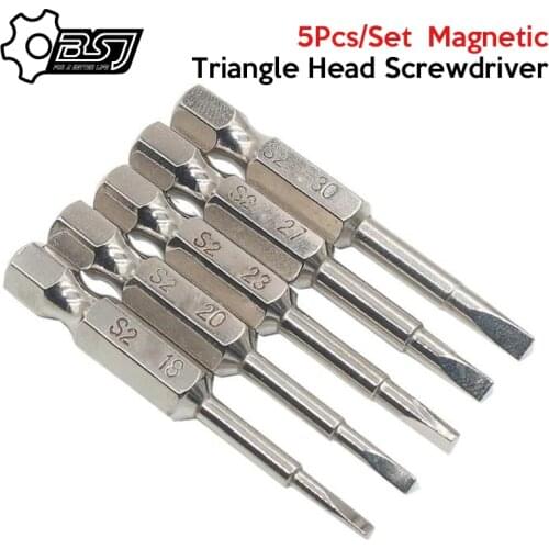 5Pcs/Set Anti Slip Magnetic Triangle Head Screwdriver Bit 1/4" S2 Steel Hex Shank Electric Power Tool Accessories 50mm