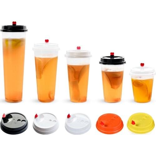 50pcs High quality transparent packaging juice tea coffee cold drinks plastic cups party favors yogurt milk dessert cup with lid