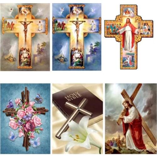 5D DIY diamond inlaid diamond embroidered diamond painting Christian cross Jesus Christ embroidery cross stitch home decoration