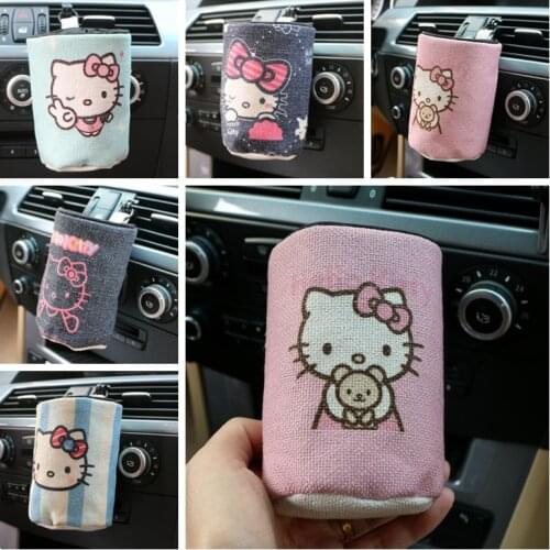 Car Mobile Phone Bag Storage Bag Sundry Bucket Cartoon Cute Female mobile phone holder Car Interior Accessories Car Accessories