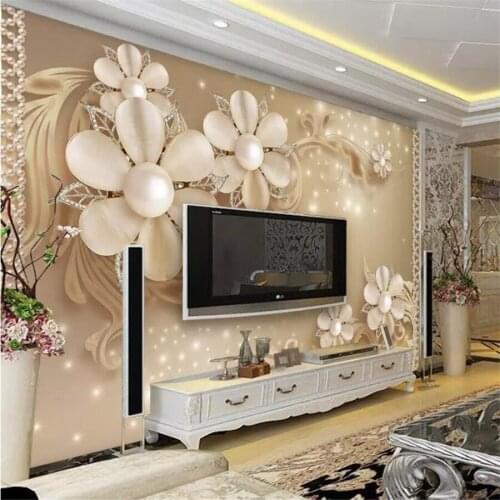 Beibehang Custom photo wallpaper 3d simple luxury European pattern jewelry flower TV backdrop wall papel de parede 3d wallpaper