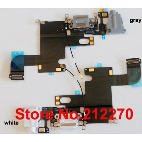 Free DHL EMS Origianl New Charging Charger Port Dock Headphone Jack Mic Flex Cable Ribbon For iPhone 6 4.7" Gray/White Wholesale