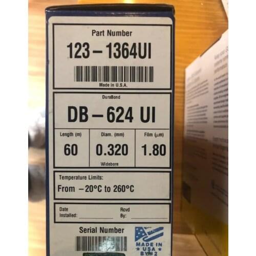 For 123-1364UI Agilent DB-624 Ultra Inert Gas Chromatographic Column 60 m 0.32mm 1.80