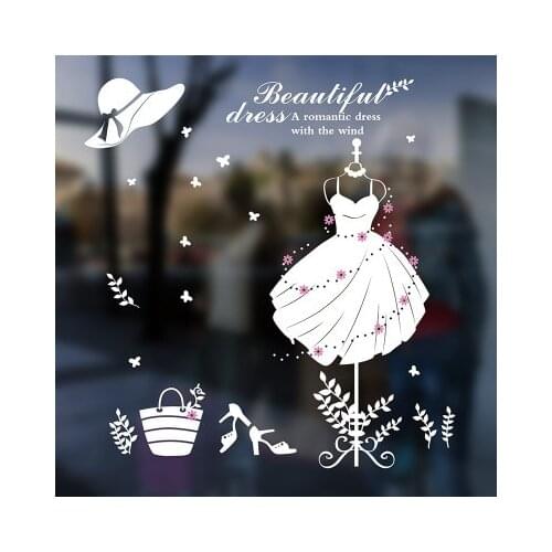 Clothing Shop Window Glass Wall Sticker White DIY Decoration Clothes Rack Wall Decal for Bedroom Goddesss New Clothes Stickers