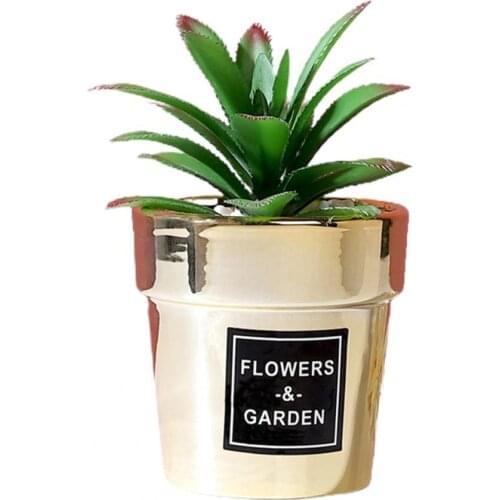 Simulation Potted Plant Cute Desktop Decoration Small Nordic Gold-plated Artificial Succulent Bonsai for Office