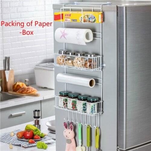 Kitchen Multifunction Refrigerator Storage Rack Organizer Shelf Space Saver Fridge Side Wall Storage Hanging Holder White Large