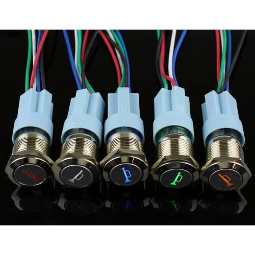 19mm Metal Push Button Switch car speaker Symbol waterproof LED 12V Self-lock Momentary Latching button switch
