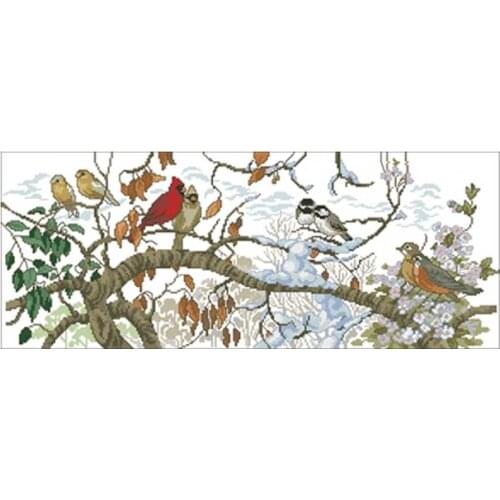 Winter bird patterns counted 11CT 14CT 18CT DIY Cross Stitch Sets wholesale Cross-stitch Kits Embroidery Needlework