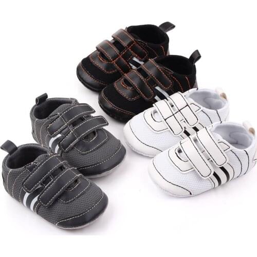 New Fashion Brand Baby Crib Shoes for Boy Toddler Trainers Shoes First Step PU Leather Solid Infant Shoes Newborn Footwear 0-18M