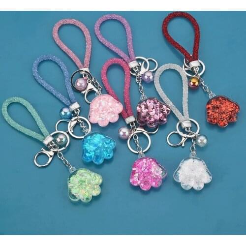 New Women Keychain Creative Cute Cat Claw Key Chain Acrylic Bell Car Bag Pendant Key Ring Holder Pendant Gift