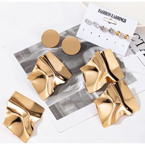 New Fashion Statement Womens Earrings Set Earrings For Women Vintage Geometric Gold Earrings 2021 Geometric kolczyki Jewelry