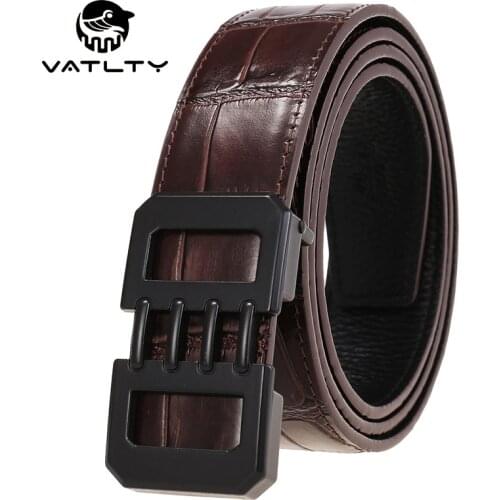 VATLTY Official Genuine Leather Belt For Men Natural Cowhide Hard Zinc Alloy Buckle Fashion Brown Belt Mens Business Suit Belt