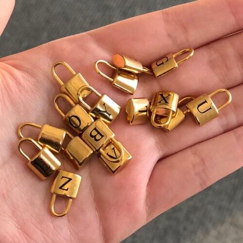 Stainless Steel Lock Initial Necklace For Women Padlock Letter Gold Chain Necklaces Pendant Choker Vintage Jewerly Gift Collar