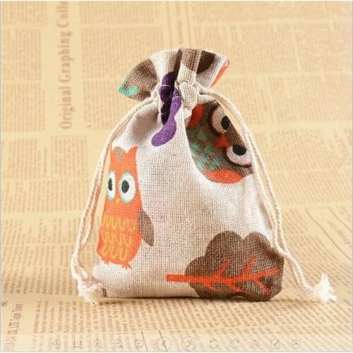 Christmas gift bag gift bags Snow owls on Christmas day cotton bags, package bags, 10 *14 cm