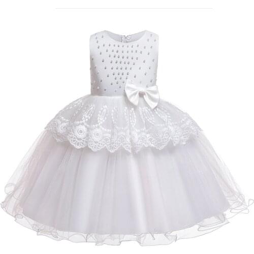 Girl Cake Princess Dress Autumn Baby Kid Party Dress Age 0-8 Girl White Flower Dress Lace Sleeveless Dress for Kids