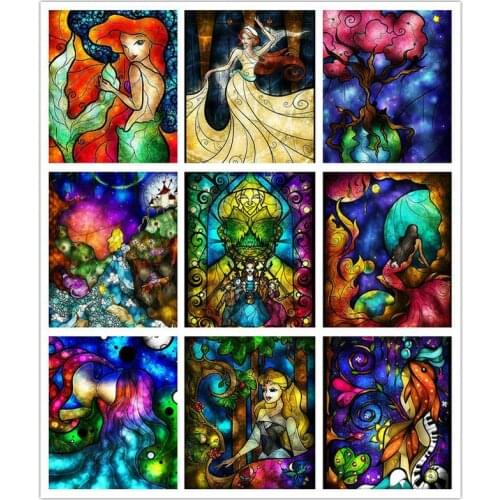 Full square /round drill cartoon 5d diamond painting girl fantasy sticker diamond mosaic fairy color icon handmade crafts G30-39