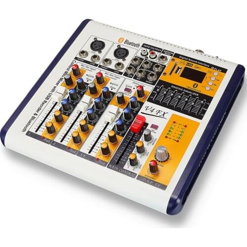 Pro Audio VF4X BT Audio interface 4 Channel DJ Mini Audio Mixer Player Sound Mixer