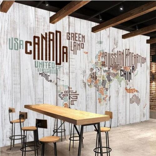 Wellyu Retro Vintage English Letters World Map Wood Mural Wall Custom Large Mural Green Wallpaper papel de parede para quarto