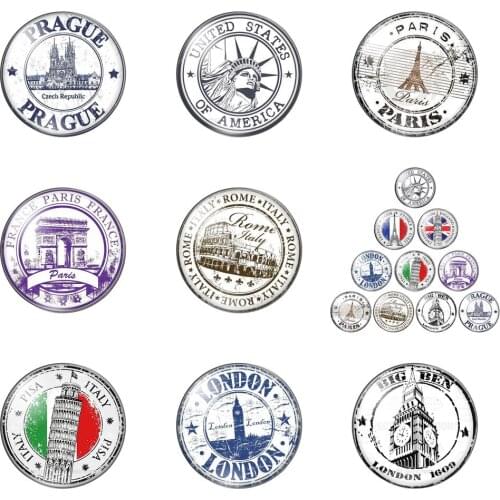 Eiffel Tower Big Ben Clock Statue of Liberty Image Glass Gems Cabochon Dome Demo Flat Back Diy Halloween Jewelry Accessories DIY