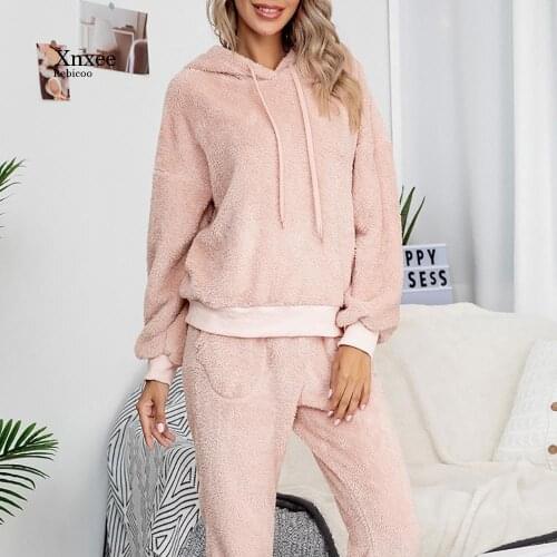 Warm Velvet Homewear 2 Pcs Suit Women Autumn Sportwear Winter Tracksuit Two Piece Set Stripe Sweatshirt and Pant Pajamas Sets