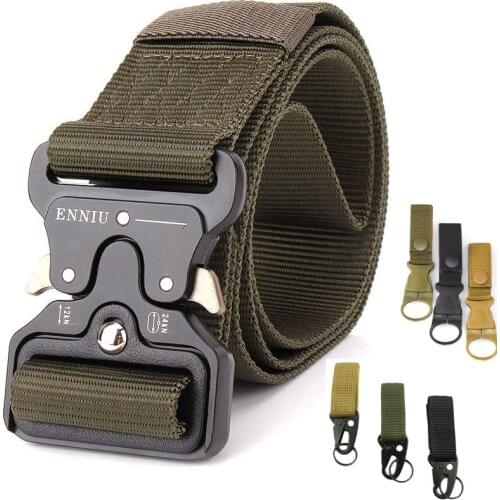 Military Tactical Belt Army Belt Men Waist Strap Metal Buckle Outdoor Hunting Nylon Belt Accessories 125 135CM