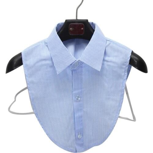 Linbaiway Women Blue Striped Fake Collar Blouse Vintage Detachable Shirt Mens Shirt False Collar Lapel Blouse Half Shirt Top