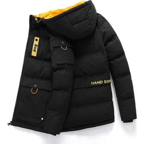 Winter mens casual cotton jacket warm coat thick coat large size mens fashion mens hooded coat