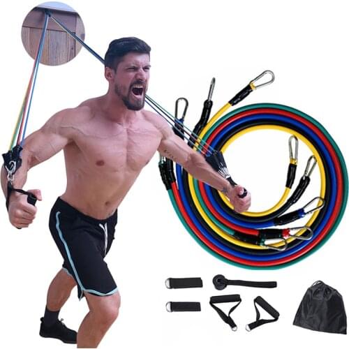 11 Pcs/Set Crossfit Latex Resistance Band Training Exercise Tube Yoga Rope Pull Elastic Rubber Expander Fitness Equipment Belt