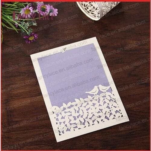 2017 NEW Design Laser Cut Paper Elegant Love Bird Design Greeting Cards & Wedding Invitation Card with Blank Inner Cards 50PCS