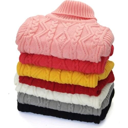 2018 Autumn and Winter New Childrens Clothing Solid Color High Collar Plus Velvet Boys and Girls Sweater Sweater