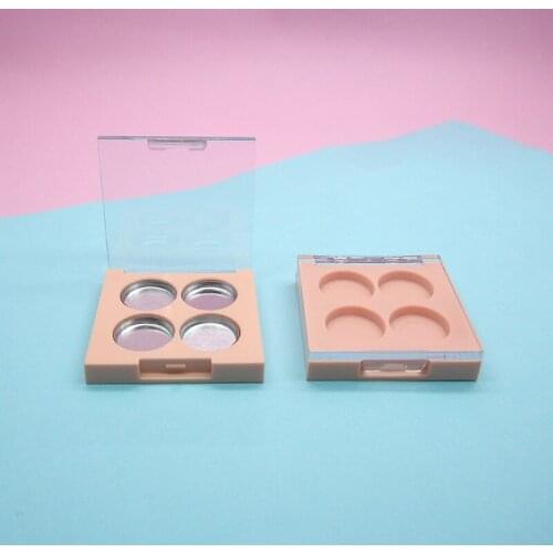 4 Grids Eyeshadow Dish Pink Square Blush Highlight Powder Holder Lipstick Container Empty Eyeshadow Palette Pallet 20pcs/lot