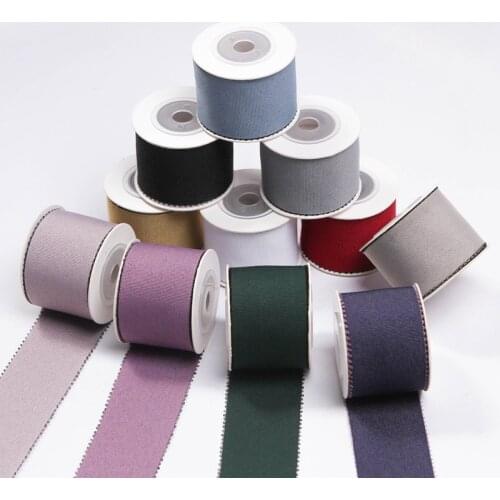 5 yards Solid Color Gear Edge Ribbons for DIY Bow Hairwear Material Cake Gift Box Packaging Sewing Accessories Supply
