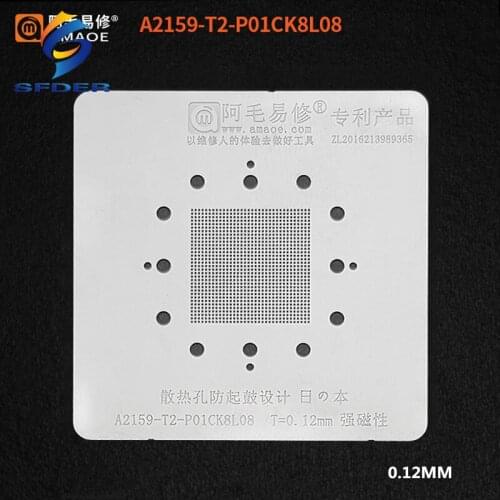 Amaoe BGA Stencil Reballing A2159-T2-P01CK8L08 For MACBOOK Dower CPU Tin Plant Net Square Hole 0.12MM Thickness