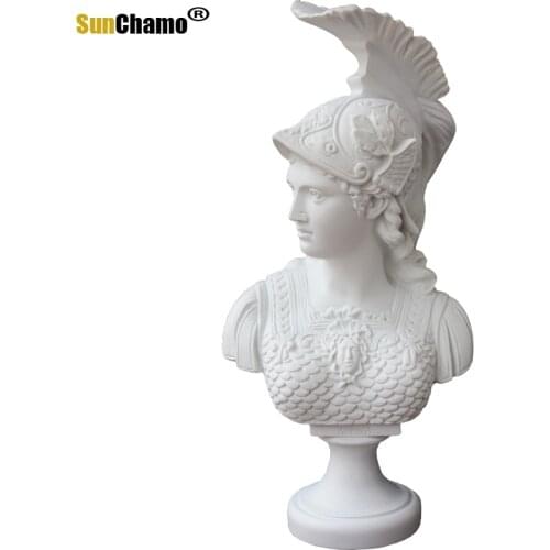 Athena Roman Goddess of Wisdom: Bonded Marble Figure Sculpture Design Toscano Minerva Bust Resin Crafts Home Decoration