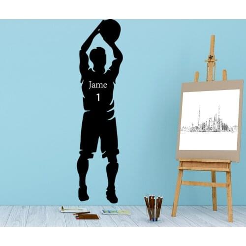 Free shipping Shoot basketball Custom Name Waterproof Wall Stickers For Kids Rooms Diy Home Decor Wall Art MURAL Drop