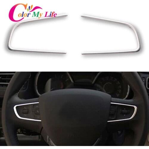 Color My Life 2Pcs/Set Car Steering Wheel Trim Cover Fit for Peugeot 508 2011 - 2016 Center Console Styling Stainless Steel