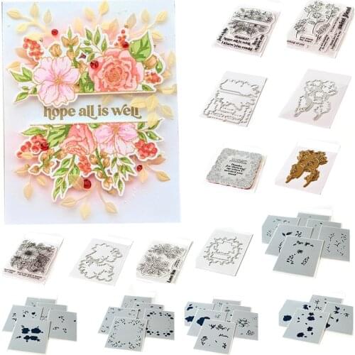 Flower Series Suit Metal Cutting Dies Stamp Stencil Scrapbooking Diary Decoration Embossing Diy Greeting Card 2021 New Arrival