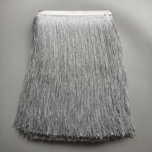 YOYUE 10 yards/lot 50cm Long Silver Lace Fringe Trim Tassel Trimming For Diy Latin Dress Stage Clothes Accessories Lace Ribbon