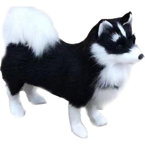 Household Decorative Ornaments Simulation Hair Husky Doll Artificial Animal Toys Birthday Children Gifts Cloth Crafts Decoration