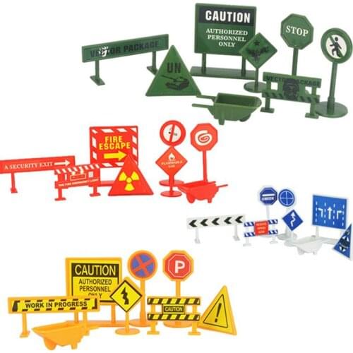8 Pcs Kids Traffic Signs Kid Childrens Educational Toy For Traffic Knowledge Learning Car & Train Playset Gift Red
