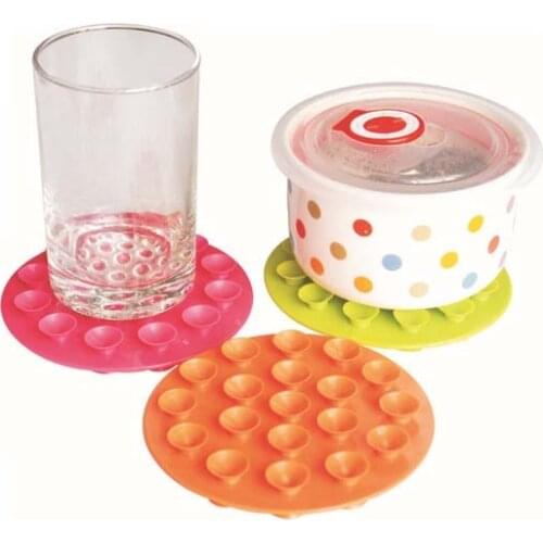 Two sided baby suction cup mat 19 holes tableware sucker anti-slip mats coaster Bowl dish bowl cup non-slip pad coaster
