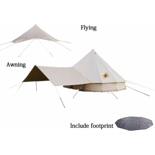 High-profile Cotton bell tent size 4m 5m with flying, front awning, Anti dirty and Two stove jacket