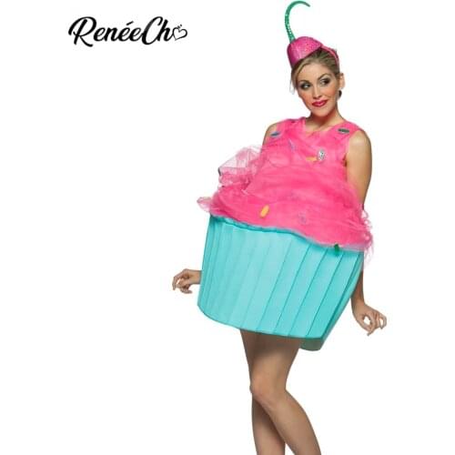 Halloween Costume For Adult Pink Tunic Hat Set For Birthday Party Women Cupcake Costume cake cosplay carnaval volwassen kostuums