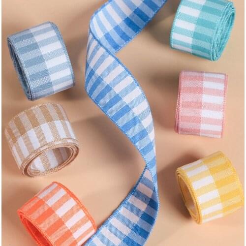 5 yards Two-color checkered Ribbon for DIY Hair Bow Accessories Cake Gift Bouquet Packaging Clothing Sewing Trims Material