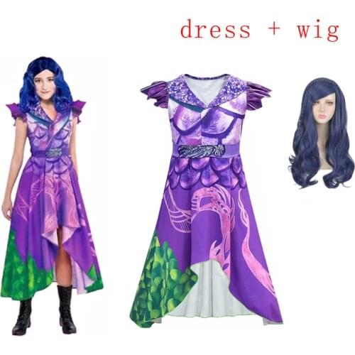Hot Sale Descendants 3 Evie Cosplay Dress Mal Costume Top Pants Full Set Adult Women Kids Halloween Carnival Costume for Girls