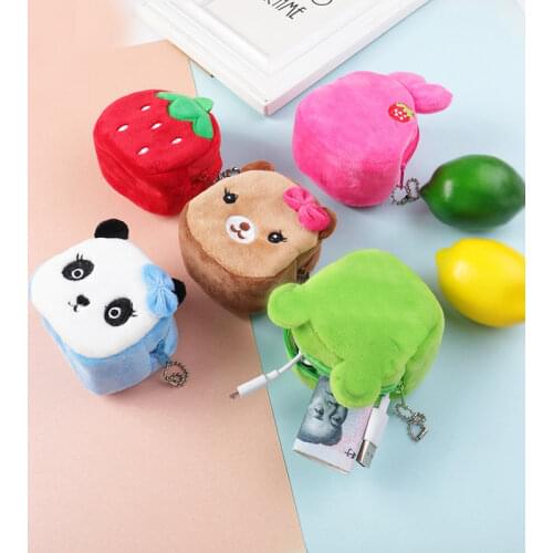 Cartoon Mini Coin Purse Bag Cute Plush Kids Girls Small Coin Wallet Women Money Earphone Coin Holder Wallet Pouch Pocket Purses